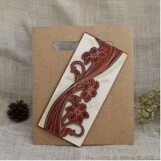 Half Fold Wooden Invitation Card Wedding Invitation Card With Hand Bag